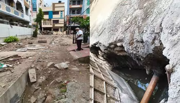 నాలుగు నెలలుగా నత్తనడకన డ్రైనేజీ పనులు..! నాలుగు నెలలుగా నత్తనడకన డ్రైనేజీ పనులు..!