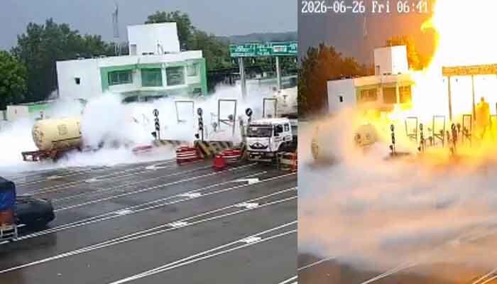 టోల్ ప్లాజా వద్ద పేలిన LPG ట్యాంకర్.. ఐదుగురు దుర్మరణం : వీడియో వైరల్