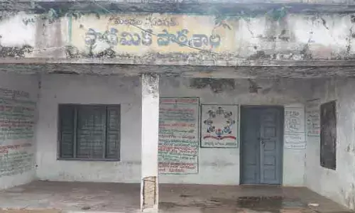 శిథిలావస్థలో ప్రభుత్వ పాఠశాల భవనం.. అధికారుల నిర్లక్ష్యంపై గ్రామస్థుల ఆగ్రహం
