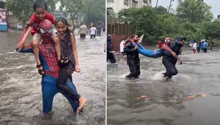 ముంబై వీధుల్లో ‘స్పైడర్ మ్యాన్’.. వరదల్లో ప్రజలకు అండగా కంటెంట్ క్రియేటర్