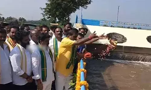 కృష్ణా డెల్టాకు గోదావరి జలాలు: పట్టిసీమ లిఫ్ట్ మోటార్లను ఆన్ చేసిన మంత్రి నిమ్మల