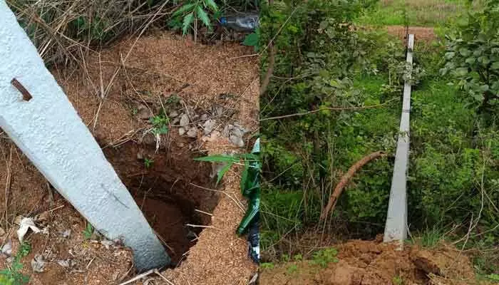 మిరుదొడ్డిలో ఒరిగిపోతున్న నూతన విద్యుత్ స్థంభాలు! మిరుదొడ్డిలో ఒరిగిపోతున్న నూతన విద్యుత్ స్థంభాలు!