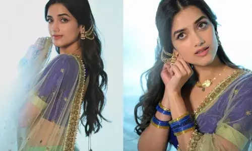 మెడలో హారం, చేతికి గాజులతో భాగ్యశ్రీ బోర్సే అందాల మెరుపు