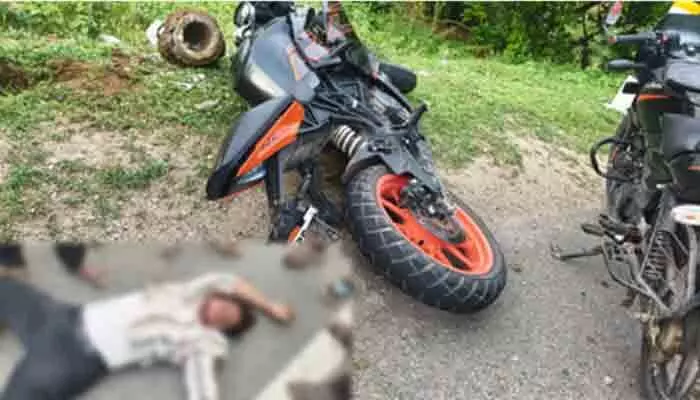 అదుపుతప్పి బైక్ బోల్తా అదుపుతప్పి బైక్ బోల్తా