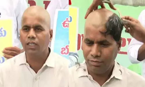 Venkatramireddy: ప్రభుత్వంపై అసంతృప్తి.. ‘బోడిగుండు’తో నిరసన