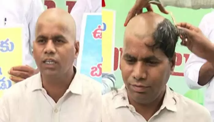 Venkatramireddy: ప్రభుత్వంపై అసంతృప్తి.. ‘బోడిగుండు’తో నిరసన Venkatramireddy: ప్రభుత్వంపై అసంతృప్తి.. ‘బోడిగుండు’తో నిరసన