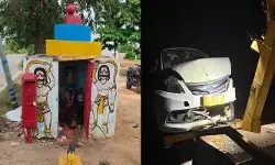 కాలికామాత దేవాలయాన్ని ఢీకొట్టిన కారు గుర్తింపు