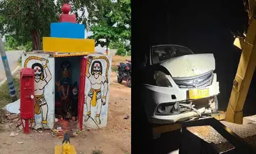 కాలికామాత దేవాలయాన్ని ఢీకొట్టిన కారు గుర్తింపు