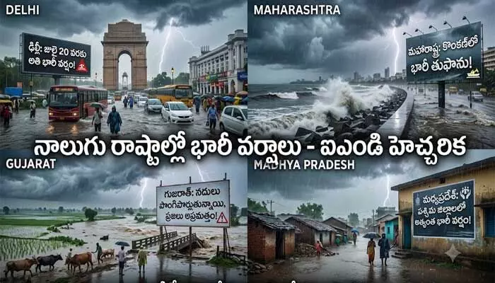 నాలుగు రాష్ట్రాల్లో భారీ వర్షాలు.. వాతావరణ శాఖ హెచ్చరిక నాలుగు రాష్ట్రాల్లో భారీ వర్షాలు.. వాతావరణ శాఖ హెచ్చరిక
