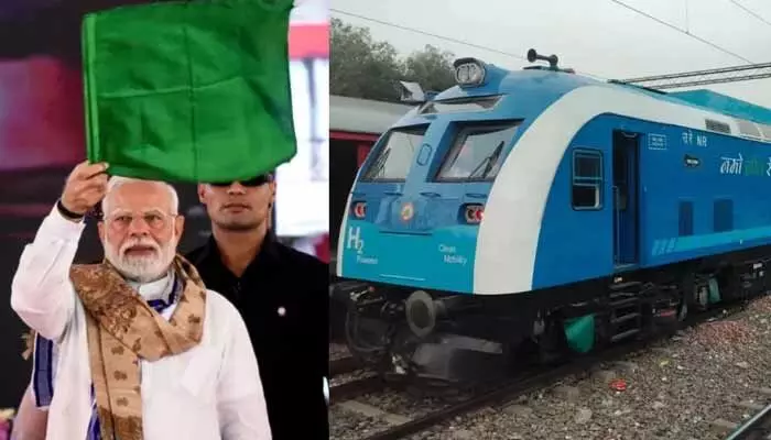హర్యానాలో చారిత్రక ఘట్టం.. దేశంలోనే మొట్టమొదటి హైడ్రోజన్ రైలును ప్రారంభించిన ప్రధాని మోడీ హర్యానాలో చారిత్రక ఘట్టం.. దేశంలోనే మొట్టమొదటి హైడ్రోజన్ రైలును ప్రారంభించిన ప్రధాని మోడీ