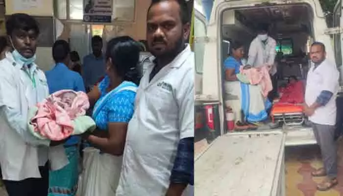 అంబులెన్స్లోనే సుఖప్రసవం.. తల్లీబిడ్డ క్షేమం అంబులెన్స్లోనే సుఖప్రసవం.. తల్లీబిడ్డ క్షేమం
