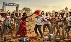 దేవదాయ శాఖ భూములు కబ్జా.. అధికారులపై కారం, పెట్రోల్‌తో దాడి