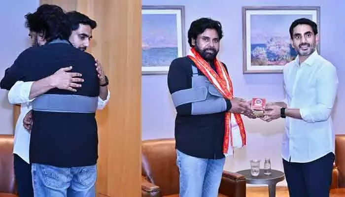 Hyd: పవన్ కల్యాణ్ను పరామర్శించిన లోకేశ్ Hyd: పవన్ కల్యాణ్ను పరామర్శించిన లోకేశ్