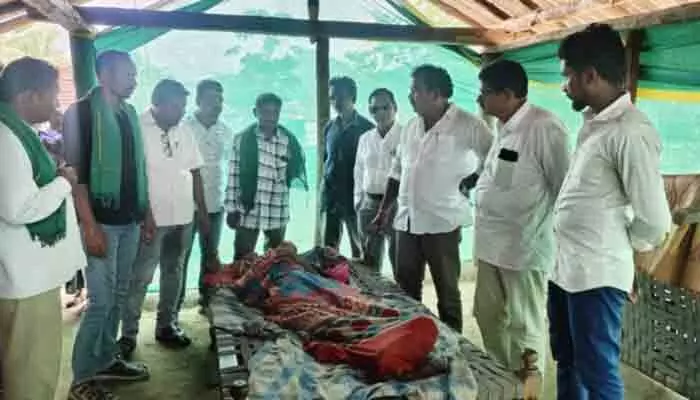 ఫారెస్ట్ అధికారుల దాడిలో గాయపడిన ఆదివాసీ మహిళలను పరామర్శించిన ఆదివాసీ నాయకులు ఫారెస్ట్ అధికారుల దాడిలో గాయపడిన ఆదివాసీ మహిళలను పరామర్శించిన ఆదివాసీ నాయకులు