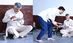 సామాన్యుల్లా చంద్రబాబు, నారా లోకేశ్ భోజనం.. నెట్టింట్లో ప్రశంసలు