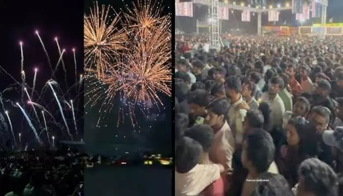 హైదరాబాద్లో అతిపెద్ద క్రాకర్స్ షో : ట్యాంక్ బండ్ పరిసరాల్లో రికార్డు స్థాయి ట్రాఫిక్ జామ్! హైదరాబాద్లో అతిపెద్ద క్రాకర్స్ షో : ట్యాంక్ బండ్ పరిసరాల్లో రికార్డు స్థాయి ట్రాఫిక్ జామ్!