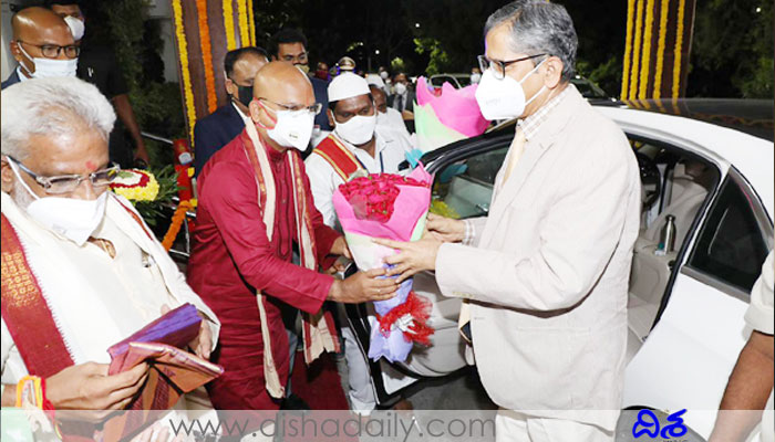 Supreme Court Chief Justice NV Ramana and his wife visited Tirumala Temple on Thursday night