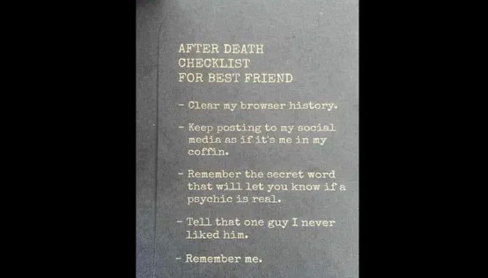death checklist